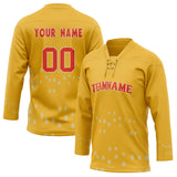 Custom Unisex Gold & Red Pattern Hockey Jersey