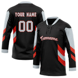 Custom Unisex Black & Gray Pattern Hockey Jersey