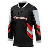 Custom Unisex Black & Gray Pattern Hockey Jersey