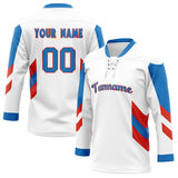 Custom Unisex White & Blue Pattern Hockey Jersey