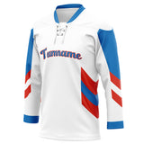 Custom Unisex White & Blue Pattern Hockey Jersey