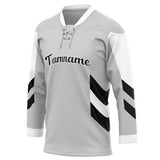 Custom Unisex Gray & Black Pattern Hockey Jersey