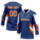 Custom Unisex Royal & Orange Pattern Hockey Jersey