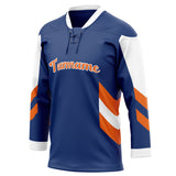 Custom Unisex Royal & Orange Pattern Hockey Jersey