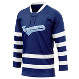 Custom Unisex Royal & White Pattern Hockey Jersey