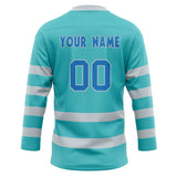 Custom Unisex Teal & Light Blue Pattern Hockey Jersey