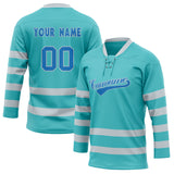 Custom Unisex Teal & Light Blue Pattern Hockey Jersey