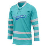 Custom Unisex Teal & Light Blue Pattern Hockey Jersey