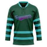 Custom Unisex Blue & Teal Pattern Hockey Jersey