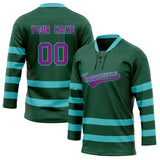 Custom Unisex Blue & Teal Pattern Hockey Jersey