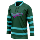 Custom Unisex Blue & Teal Pattern Hockey Jersey