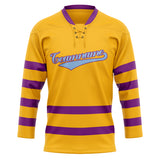 Custom Unisex Gold & Purple Pattern Hockey Jersey