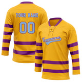 Custom Unisex Gold & Purple Pattern Hockey Jersey