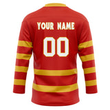 Custom Unisex Red & Gold Pattern Hockey Jersey