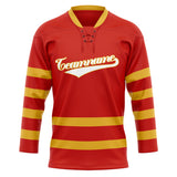 Custom Unisex Red & Gold Pattern Hockey Jersey