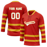 Custom Unisex Red & Gold Pattern Hockey Jersey