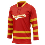 Custom Unisex Red & Gold Pattern Hockey Jersey