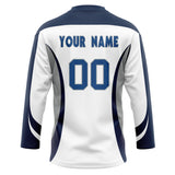 Custom Unisex White & Navy Pattern Hockey Jersey