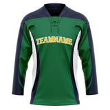 Custom Unisex Green & Navy Pattern Hockey Jersey