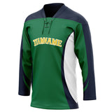 Custom Unisex Green & Navy Pattern Hockey Jersey