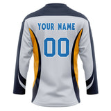 Custom Unisex Gray & Navy Pattern Hockey Jersey