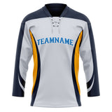 Custom Unisex Gray & Navy Pattern Hockey Jersey