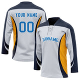 Custom Unisex Gray & Navy Pattern Hockey Jersey