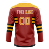 Custom Unisex Crimson & Yellow Pattern Hockey Jersey