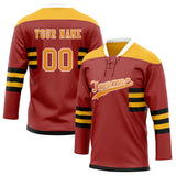 Custom Unisex Crimson & Yellow Pattern Hockey Jersey