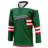 Custom Unisex Green & White Pattern Hockey Jersey