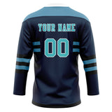 Custom Unisex Navy & Light Blue Pattern Hockey Jersey