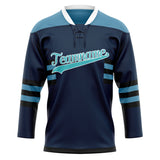 Custom Unisex Navy & Light Blue Pattern Hockey Jersey