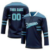 Custom Unisex Navy & Light Blue Pattern Hockey Jersey