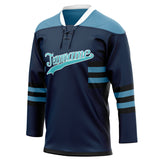 Custom Unisex Navy & Light Blue Pattern Hockey Jersey