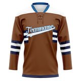 Custom Unisex Brown & White Pattern Hockey Jersey