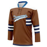 Custom Unisex Brown & White Pattern Hockey Jersey