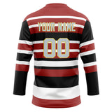 Custom Unisex Crimson & White Pattern Hockey Jersey