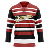 Custom Unisex Crimson & White Pattern Hockey Jersey