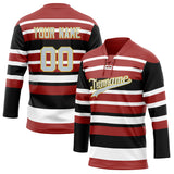 Custom Unisex Crimson & White Pattern Hockey Jersey