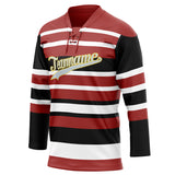 Custom Unisex Crimson & White Pattern Hockey Jersey