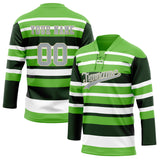 Custom Unisex Green & White Pattern Hockey Jersey