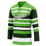 Custom Unisex Green & White Pattern Hockey Jersey