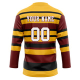 Custom Unisex Yellow & Crimson Pattern Hockey Jersey