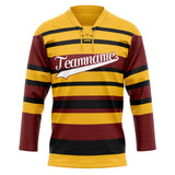 Custom Unisex Yellow & Crimson Pattern Hockey Jersey