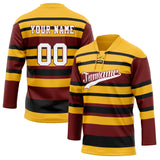 Custom Unisex Yellow & Crimson Pattern Hockey Jersey