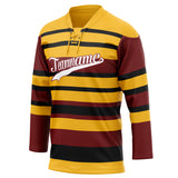 Custom Unisex Yellow & Crimson Pattern Hockey Jersey