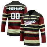 Custom Unisex Crimson & Black Pattern Hockey Jersey