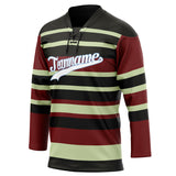 Custom Unisex Crimson & Black Pattern Hockey Jersey