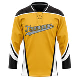 Custom Unisex Yellow & Black Pattern Hockey Jersey