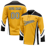 Custom Unisex Yellow & Black Pattern Hockey Jersey